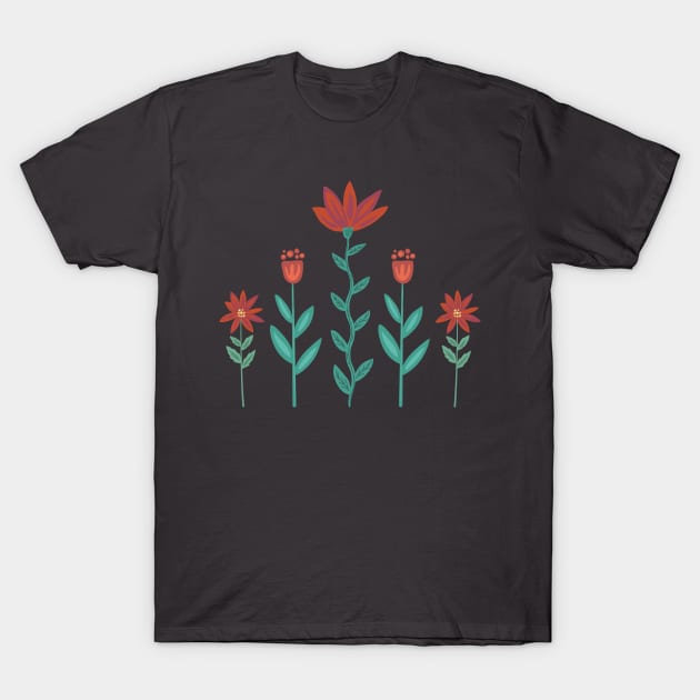 Folk Art Poinsettia Party T-Shirt by SWON Design